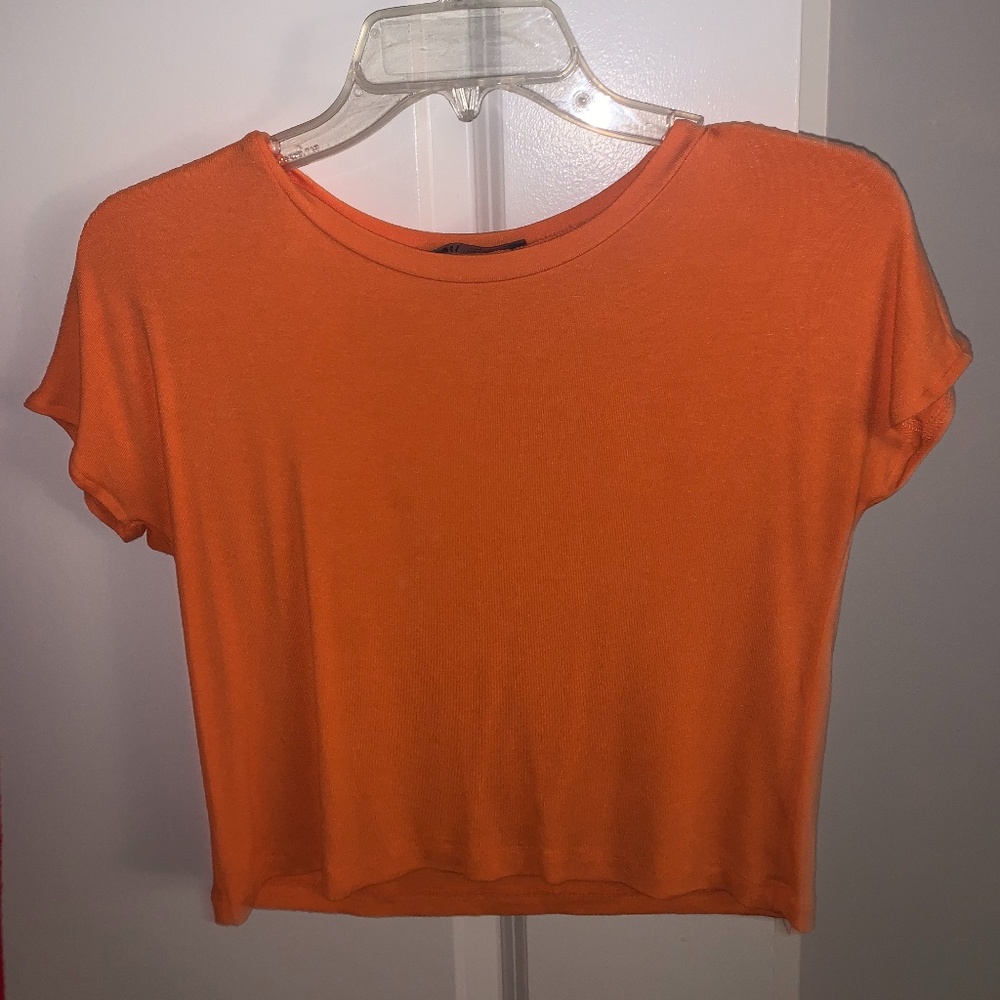 ZARA Bright Orange Short Sleeve Tee